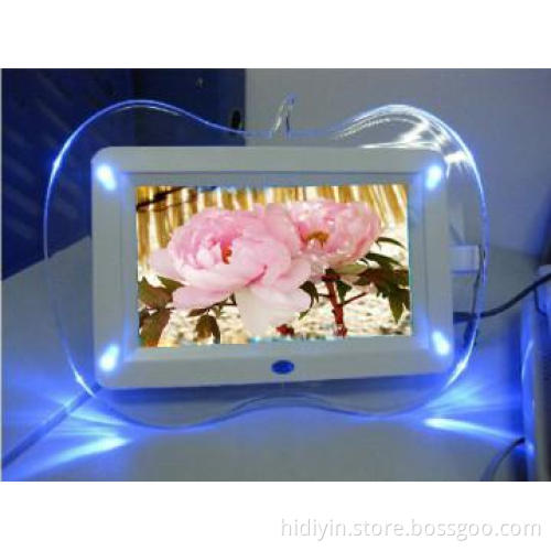 2014 new hotsales 7 inch digital photo frame with 4 pcs blue LED light
